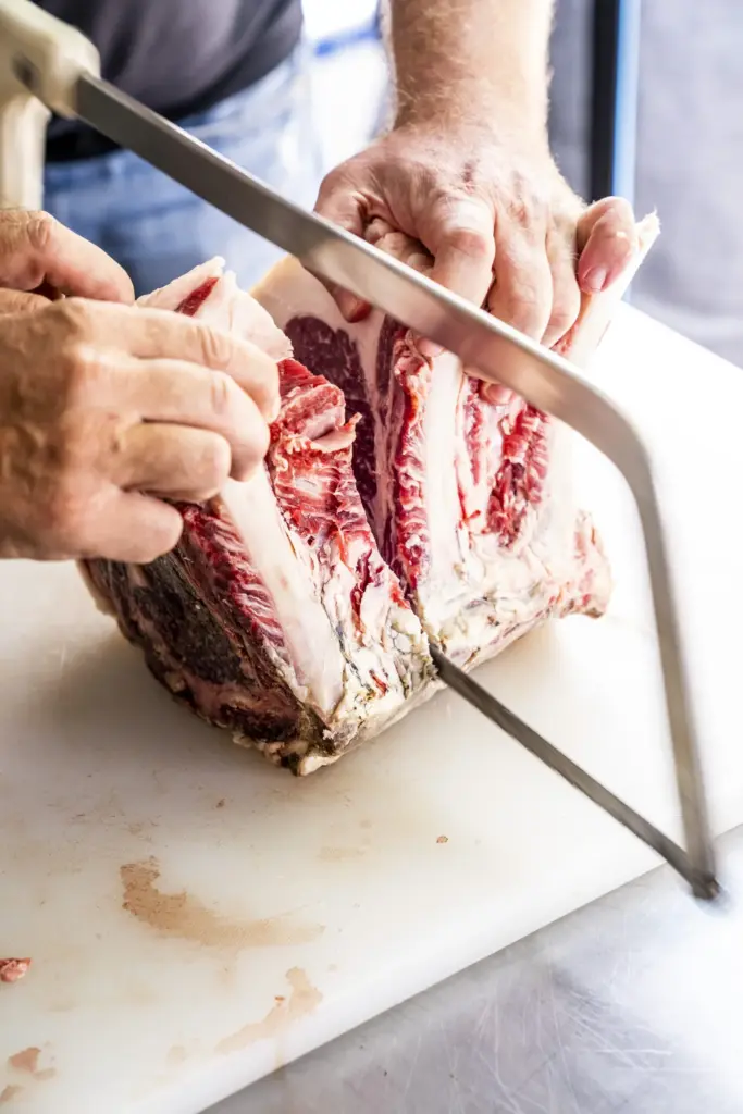 image shows sloane's butchery team preparing wagyu beef