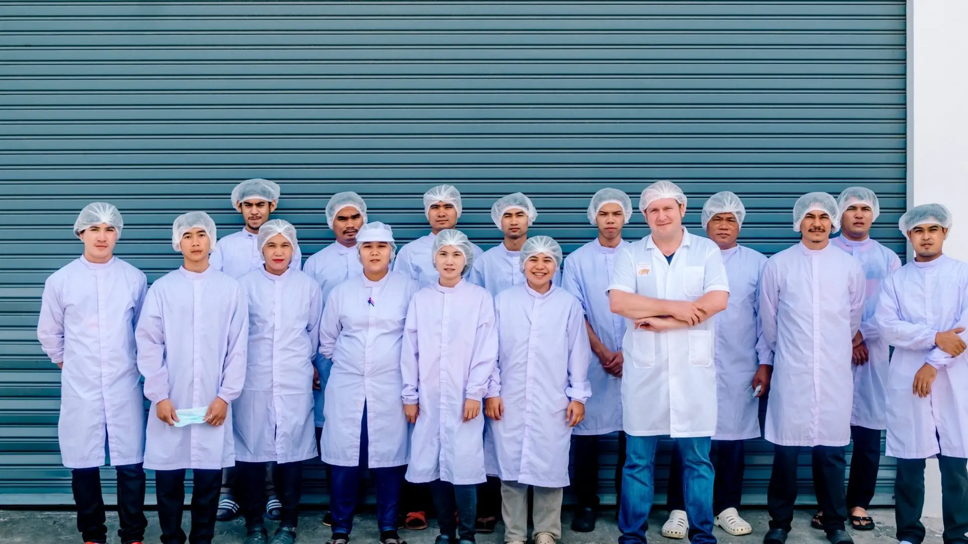 image shows sloanes production staff at factory
