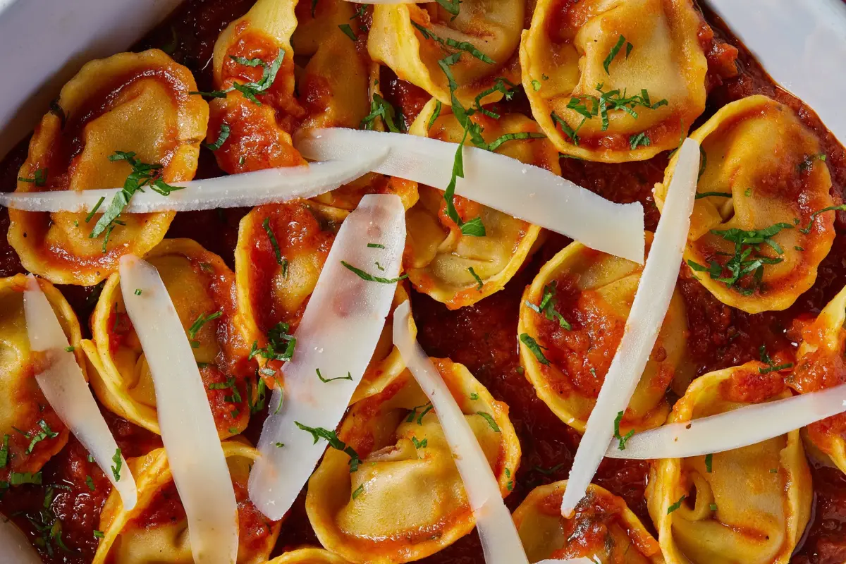 image shows scarletta pasta beef tortellini